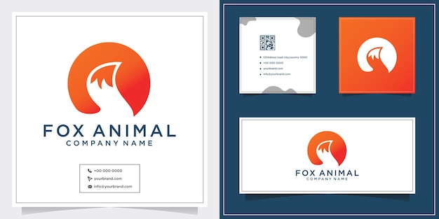 Inspiración para el diseño del logotipo de animal de cola de zorro y tarjeta de visita