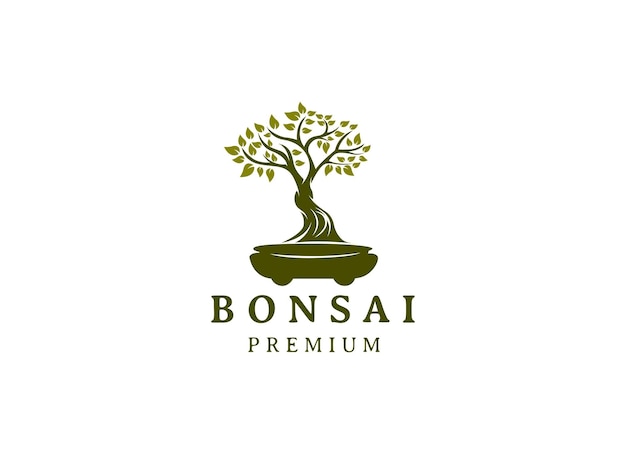 Inspiración para el diseño del logotipo del árbol Bonsai vintage Ilustración vectorial del bonsái estético y el plan en maceta