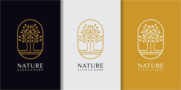 Inspiración en el diseño del logotipo de árbol de línea mono. diseño de logotipo de árbol