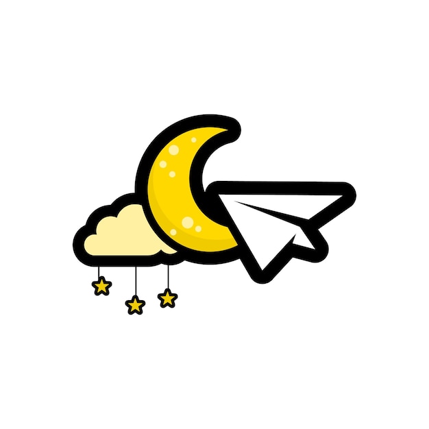Inspiración para el diseño del logotipo del avión de papel y la luna creciente