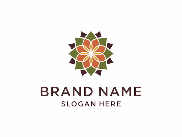 Inspiración del diseño del logotipo de los azulejos de mosaico del vitral del patrón floral colorido asiático tradicional