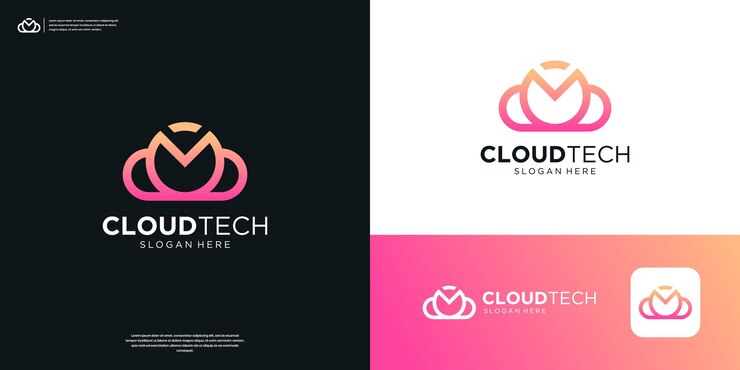Vector inspiración para el diseño del logotipo de la base de datos de almacenamiento de servidor de tecnología de nube m