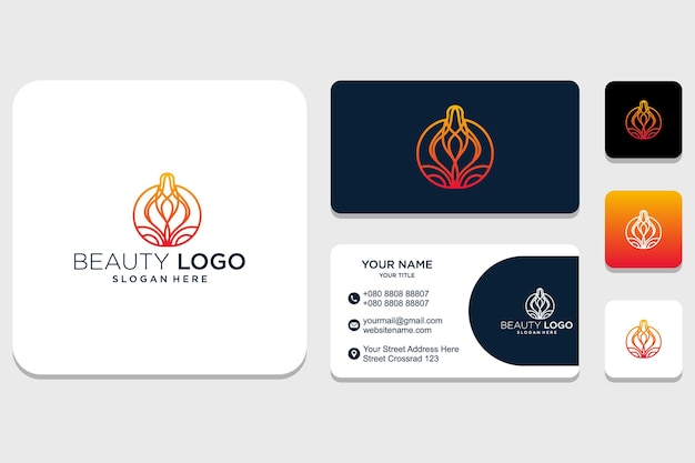 Inspiración de diseño de logotipo de belleza de adorno inicial y de identidad para empresa y tarjeta de visita Vector Premium