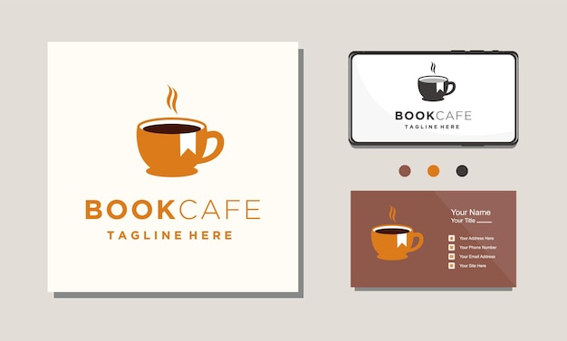 Inspiración en el diseño del logotipo de la biblioteca del café del libro de café