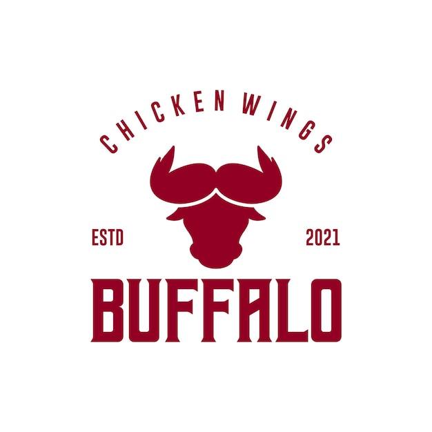 Inspiración para el diseño del logotipo de búfalo y alas, logotipo del restaurante