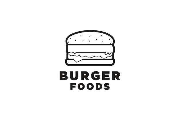 Inspiración en el diseño del logotipo de burger con el estilo hipster line art drawing