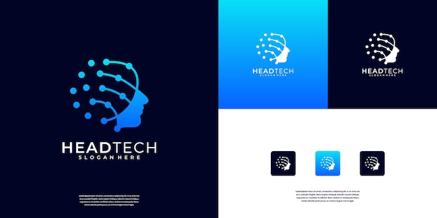 Inspiración para el diseño del logotipo de la cabeza de robótica de inteligencia artificial creativa