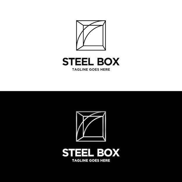 Inspiración en el diseño del logotipo de la caja de acero