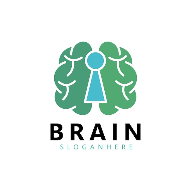 Inspiración para el diseño del logotipo del cerebro y el candado
