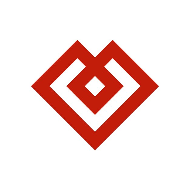 Inspiración en el diseño del logotipo de corazón o amor usando líneas angulares y texturas en lugar de curvas