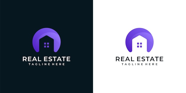 Inspiración de diseño de logotipo de edificio de bienes raíces púrpura de lujo.