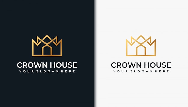 Inspiración de diseño de logotipo de edificio dorado, con concepto de línea
