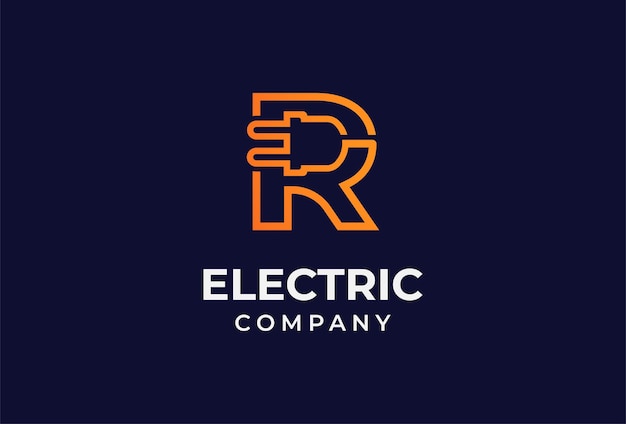 Inspiración en el diseño del logotipo del enchufe eléctrico de la letra R