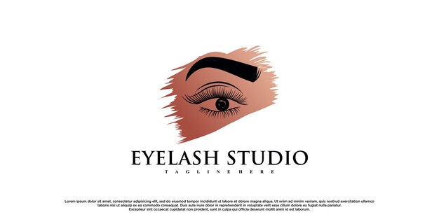 Inspiración en el diseño del logotipo de extensión de pestañas para salón de belleza con elemento creativo Vector Premium
