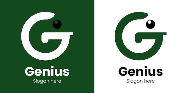 Inspiración en el diseño del logotipo Genius aislada en el vector de fondo blanco y verde