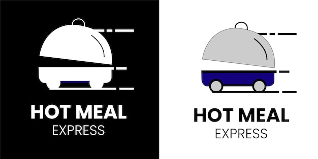 Inspiración en el diseño del logotipo de hot meal express aislada en el vector de fondo blanco y negro