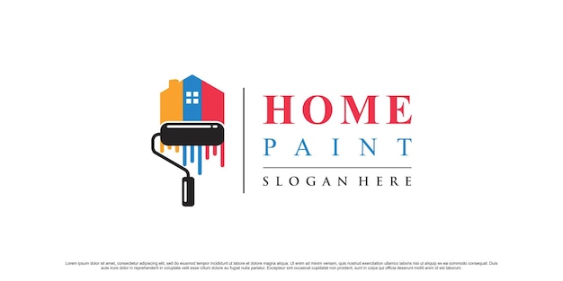 Inspiración en el diseño del logotipo del icono de la pintura del hogar con un elemento creativo Vector Premium