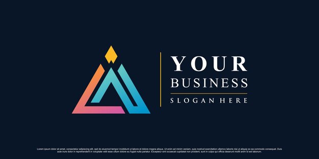 Inspiración de diseño de logotipo de icono de triángulo abstracto para negocios con concepto creativo Vector Premium