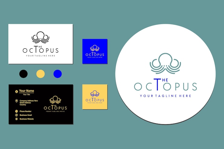 Vector inspiración de diseño de logotipo de icono de vector de tentáculos de calamar de sepia de pulpo minimalista moderno