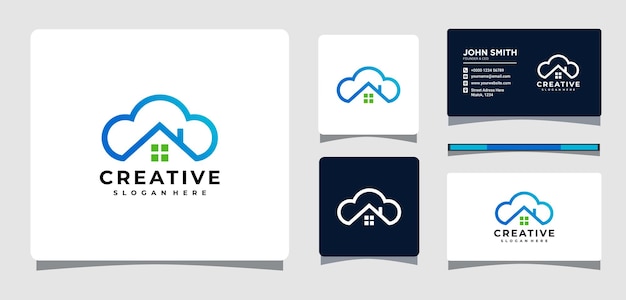 Inspiración en el diseño del logotipo inmobiliario de techo y nube