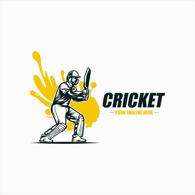 Vector inspiración para el diseño del logotipo del jugador de cricket