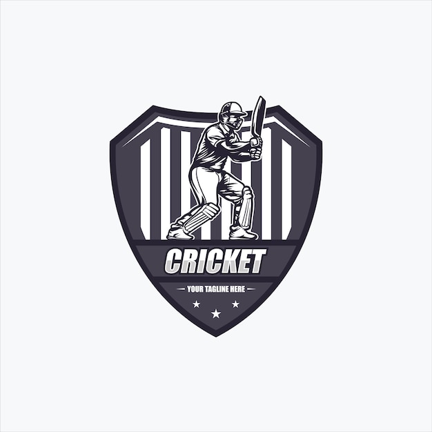 Vector inspiración para el diseño del logotipo del jugador de cricket