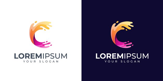 Vector inspiración de diseño de logotipo de letra c colorida