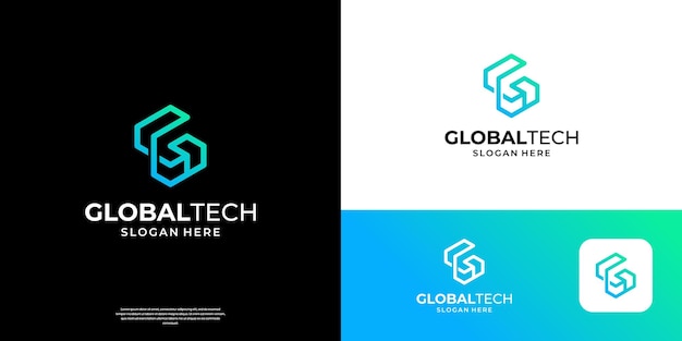 Inspiración para el diseño del logotipo de la letra geométrica G tech