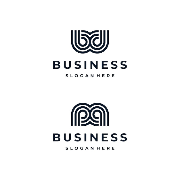 Inspiración de diseño de logotipo de letra inicial de estilo de línea
