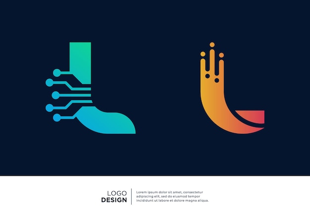 Inspiración para el diseño del logotipo de la letra L tech