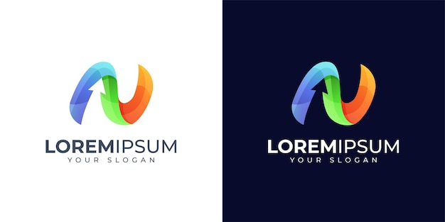 Vector inspiración en el diseño del logotipo de la letra n colorida