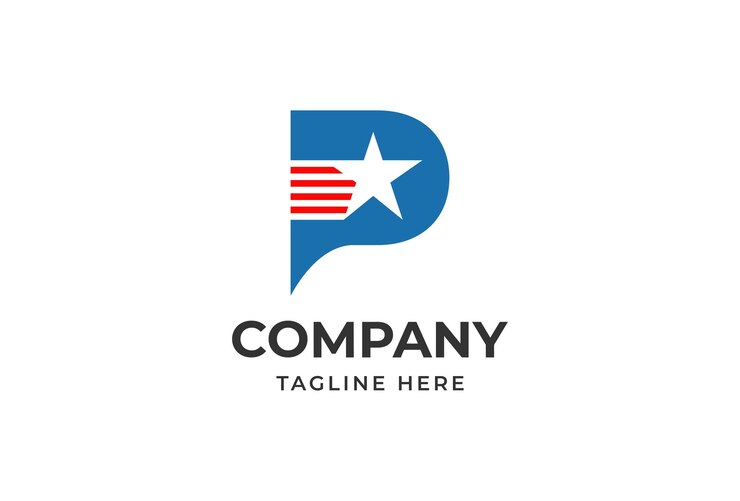 Vector inspiración en el diseño del logotipo de la letra p america star