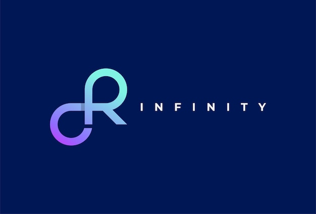 Inspiración en el diseño del logotipo de la letra r o dr infinity. adecuado para logotipos de tecnología, marca y empresa