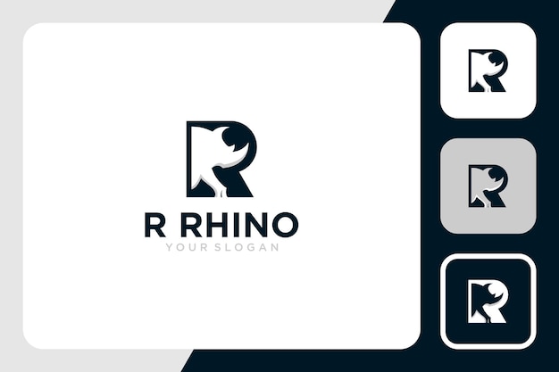 inspiración para el diseño del logotipo de la letra r con rinoceronte