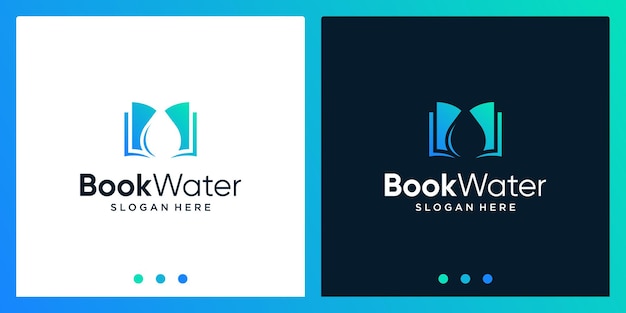 Inspiración de diseño de logotipo de libro abierto con logotipo de diseño de agua. vector premium