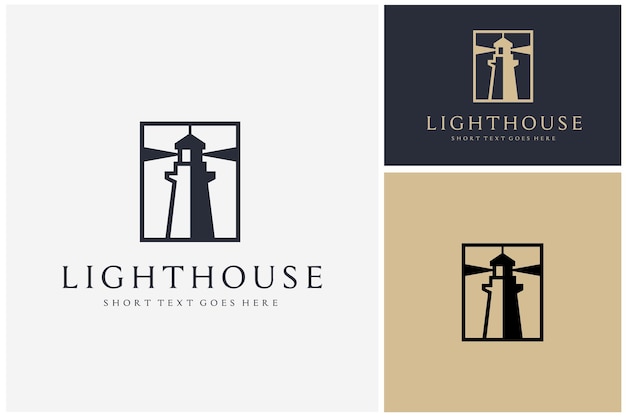 Inspiración en el diseño del logotipo de lighthouse searchlight beacon tower island beach coast