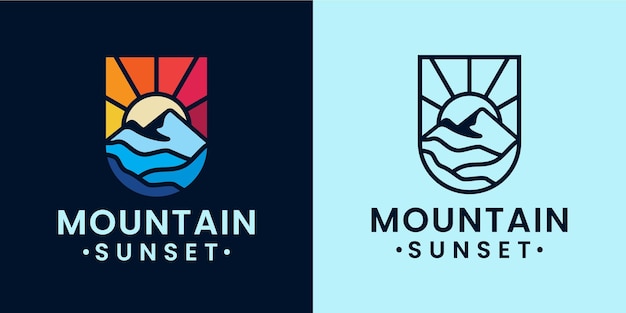 inspiración en el diseño del logotipo de lujo de montaña monolina y colorida