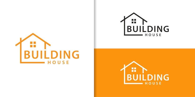 Inspiración de diseño de logotipo de marca de palabra de arquitectura de casa de edificio lineal simple