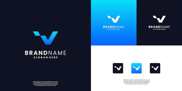 Inspiración para el diseño del logotipo del monograma de la letra V minimalista