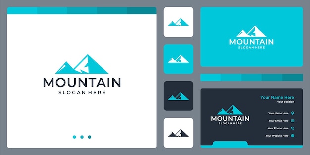 Inspiración para el diseño del logotipo de montaña. diseño de plantilla de tarjeta de visita.