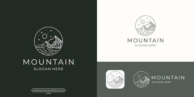 inspiración de diseño de logotipo de montaña estilo de arte de línea