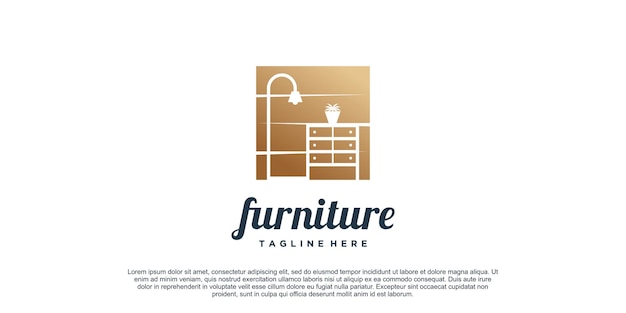 Inspiración en el diseño del logotipo de los muebles para la propiedad del hogar con un concepto creativo vector premium