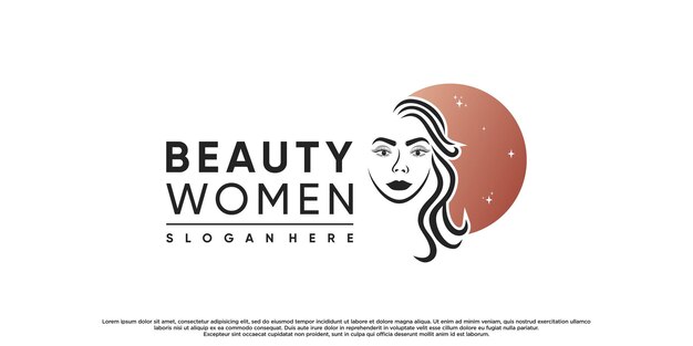 Inspiración en el diseño del logotipo de las mujeres de belleza para un salón de belleza con cara de mujer vector premium