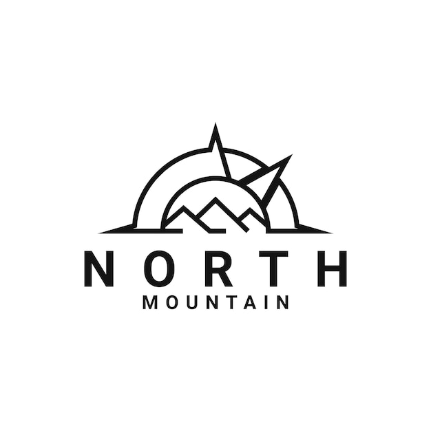 Vector inspiración en el diseño del logotipo north mount compass for adventure outdoor