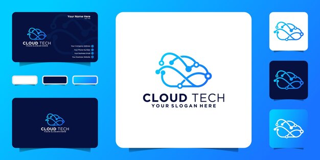 Vector inspiración en el diseño del logotipo de la nube de tecnología de datos con líneas de conexión interconectadas