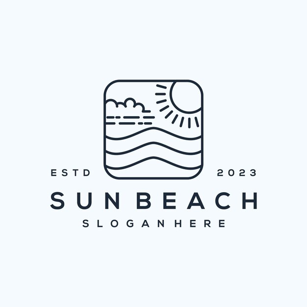Inspiración en el diseño del logotipo de la playa vectorial