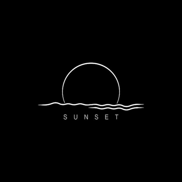 Inspiración del diseño del logotipo de la puesta del sol del océano aislada en el fondo blanco