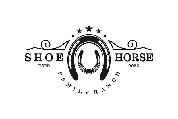 Vector inspiración en el diseño del logotipo de shoe horse para country western cowboy ranch