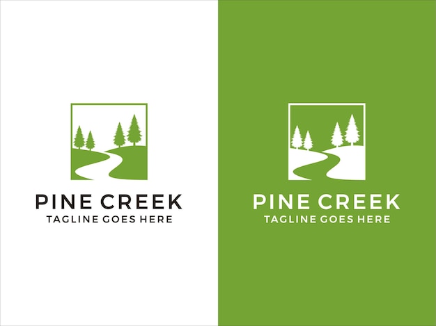 Inspiración en el diseño del logotipo de silueta de pino Creek