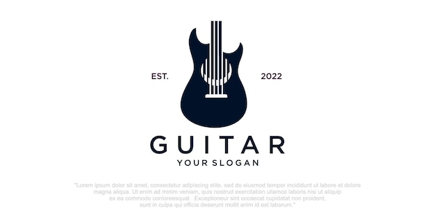 Vector inspiración en el diseño del logotipo simple del instrumento de guitarra